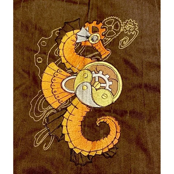 Lost Boy Rags Denim Vest Gilet Men's M Steampunk Brown Brass Snap - Picture 2 of 6